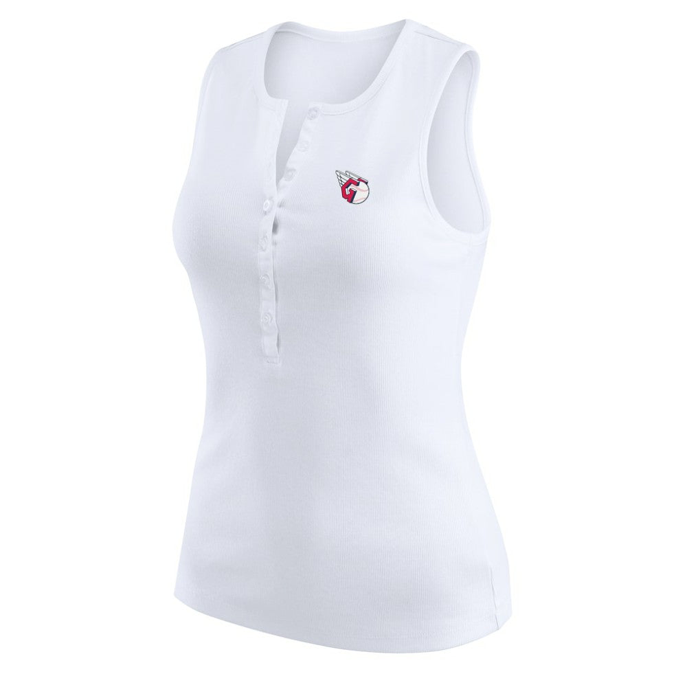 Cleveland Guardians WEAR by Erin Andrews Women's Rib-Knit Henley Tank Top | MLB Discount