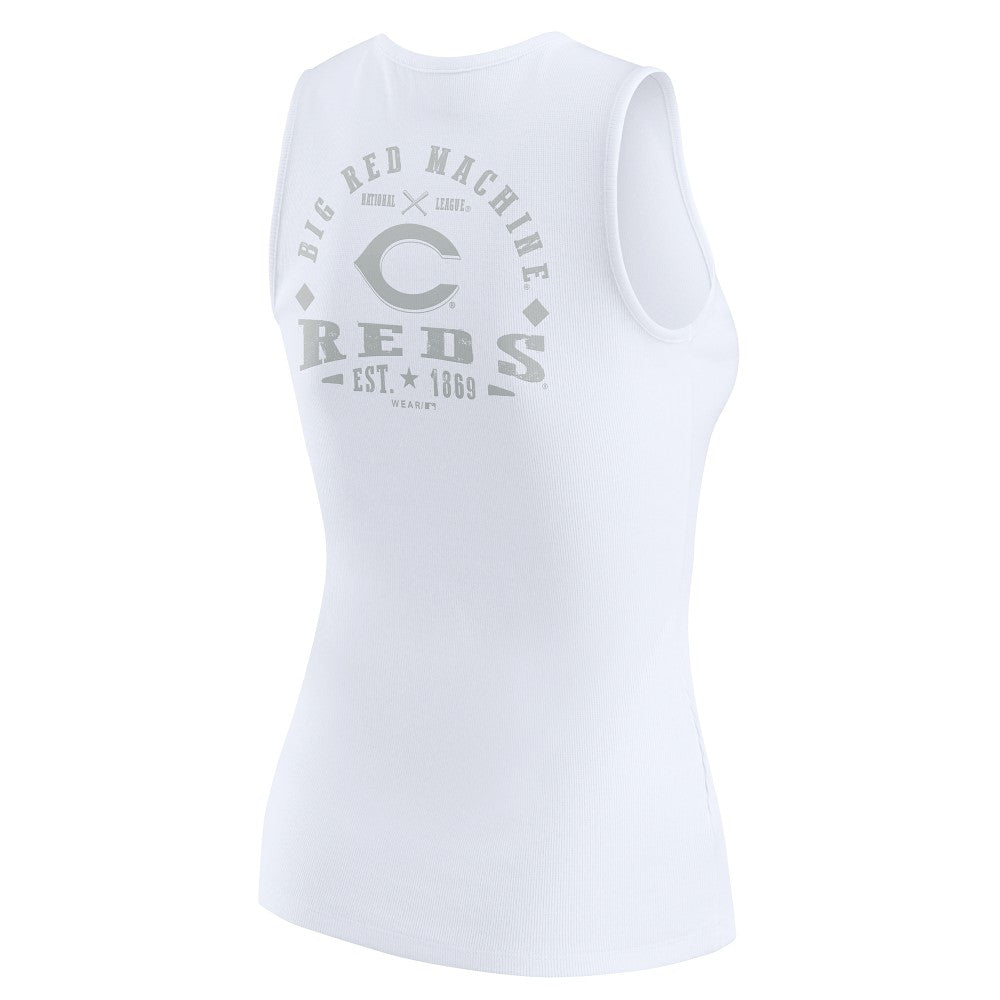 Cincinnati Reds WEAR by Erin Andrews Women's Rib-Knit Henley Tank Top | MLB Discount