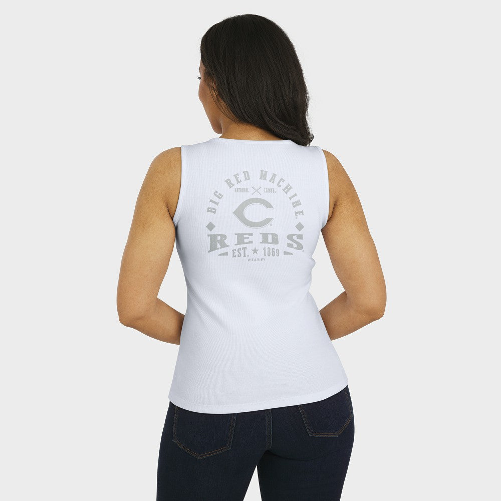 Cincinnati Reds WEAR by Erin Andrews Women's Rib-Knit Henley Tank Top | MLB Discount