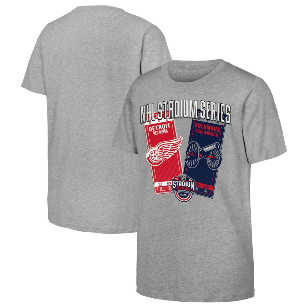 Youth 2025 NHL Stadium Series Columbus Blue Jackets vs. Detroit Red Wings Matchup T-Shirt Discount