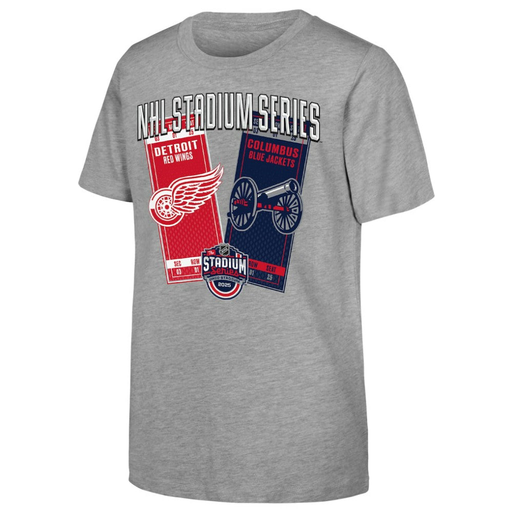 Youth 2025 NHL Stadium Series Columbus Blue Jackets vs. Detroit Red Wings Matchup T-Shirt Discount
