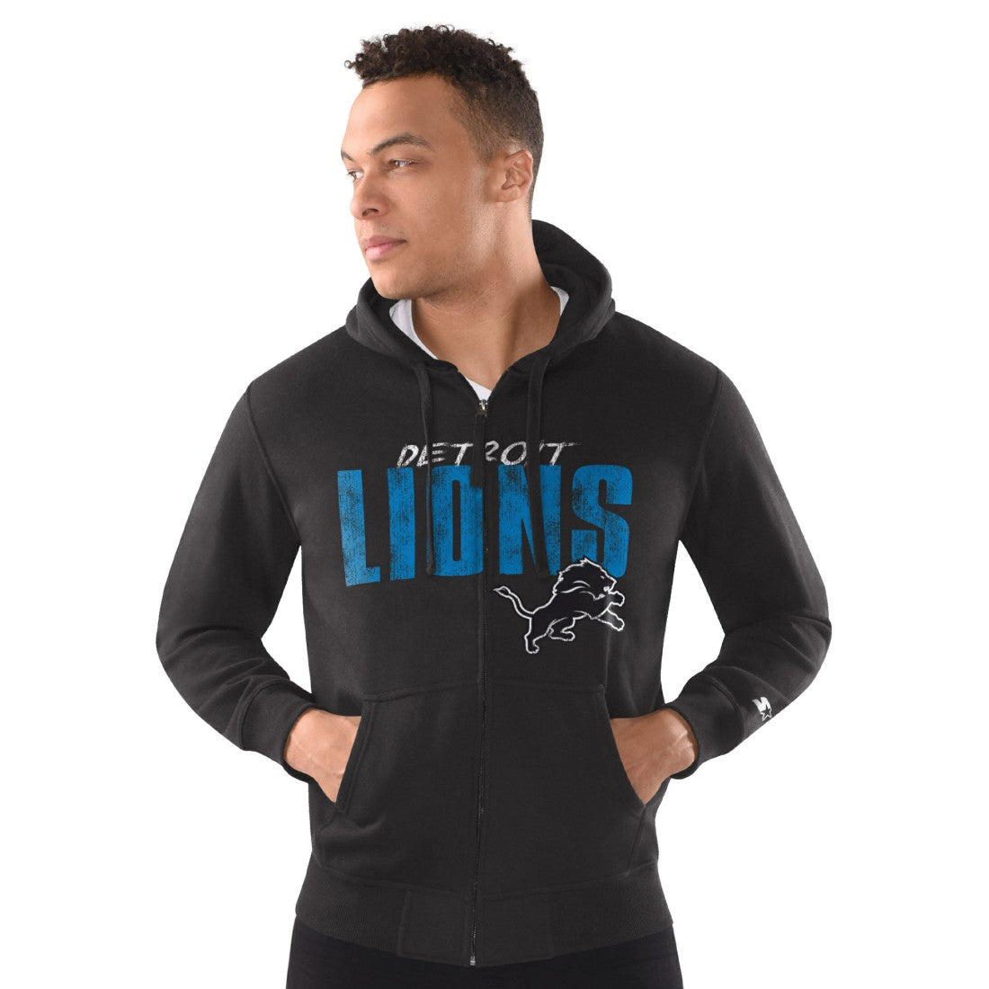 Detroit Lions  Starter Distressed Classic Full-Zip Hoodie