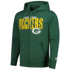 Green Bay Packers  Starter Distressed Classic Full-Zip Hoodie
