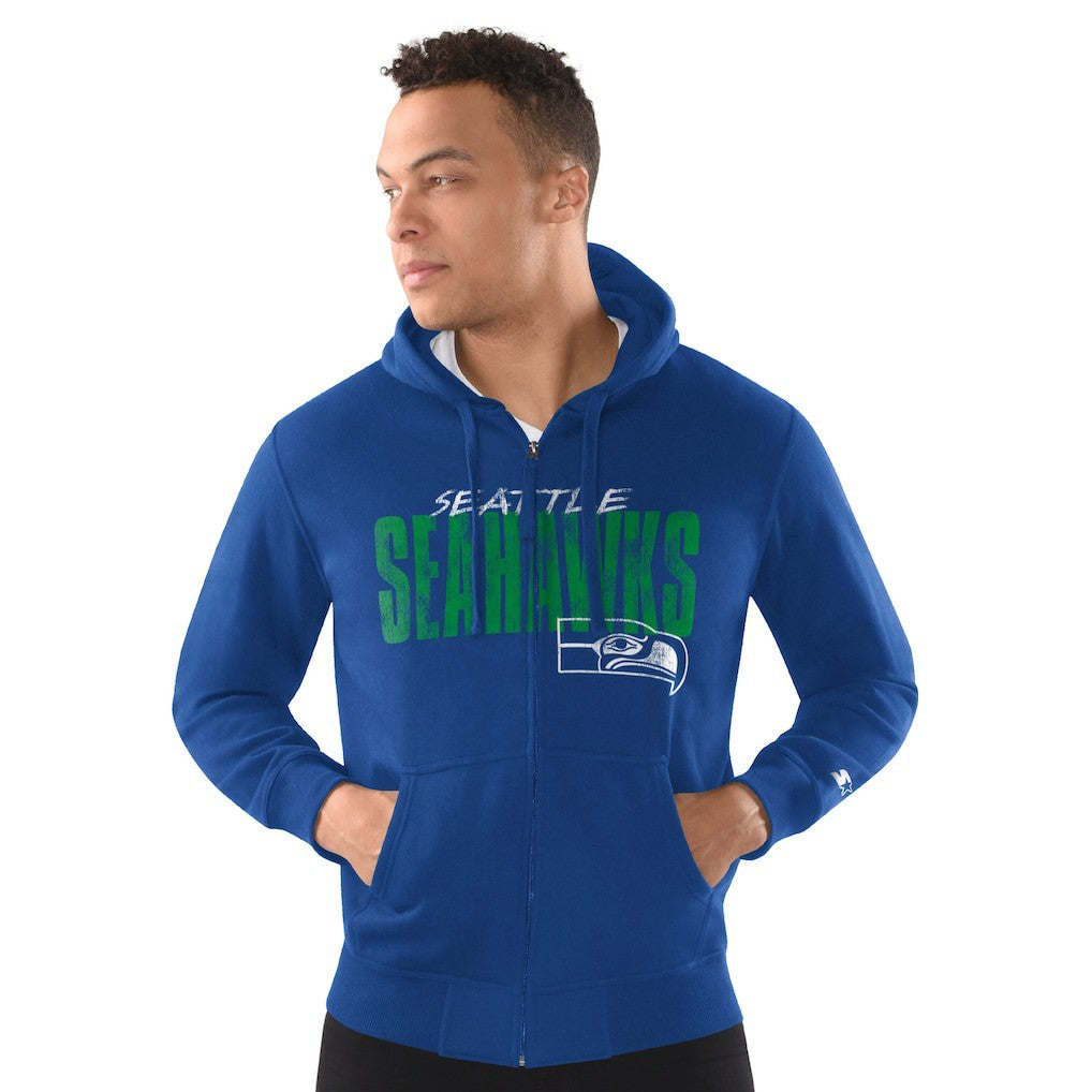 Seattle Seahawks  Starter Distressed Classic Full-Zip Hoodie