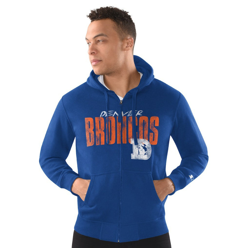 Denver Broncos  Starter Distressed Classic Full-Zip Hoodie