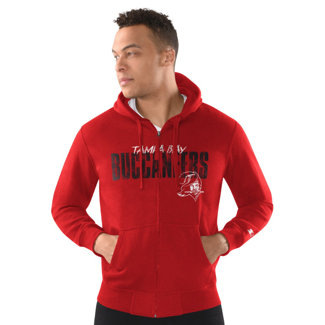 Tampa Bay Buccaneers  Starter Distressed Classic Full-Zip Hoodie