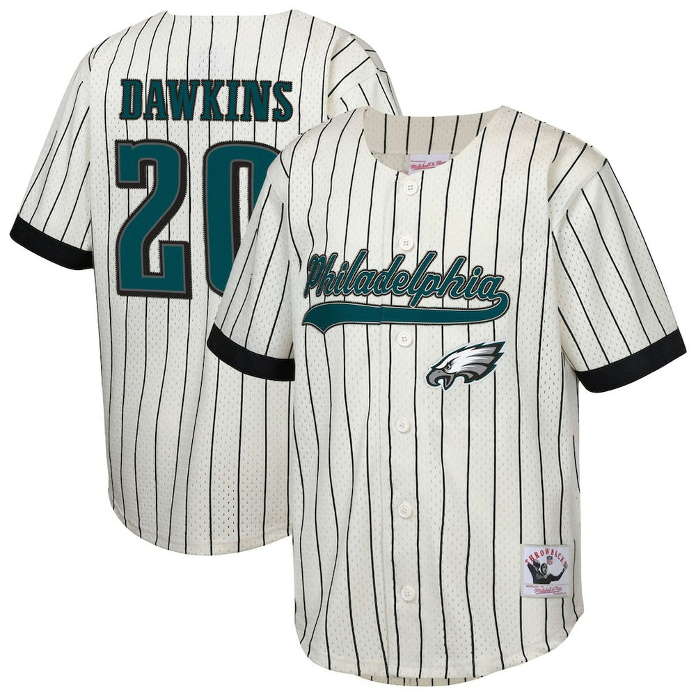 Philadelphia Eagles Mitchell & Ness Brian Dawkins  Youth Retired Player Name & Number Baseball Jersey