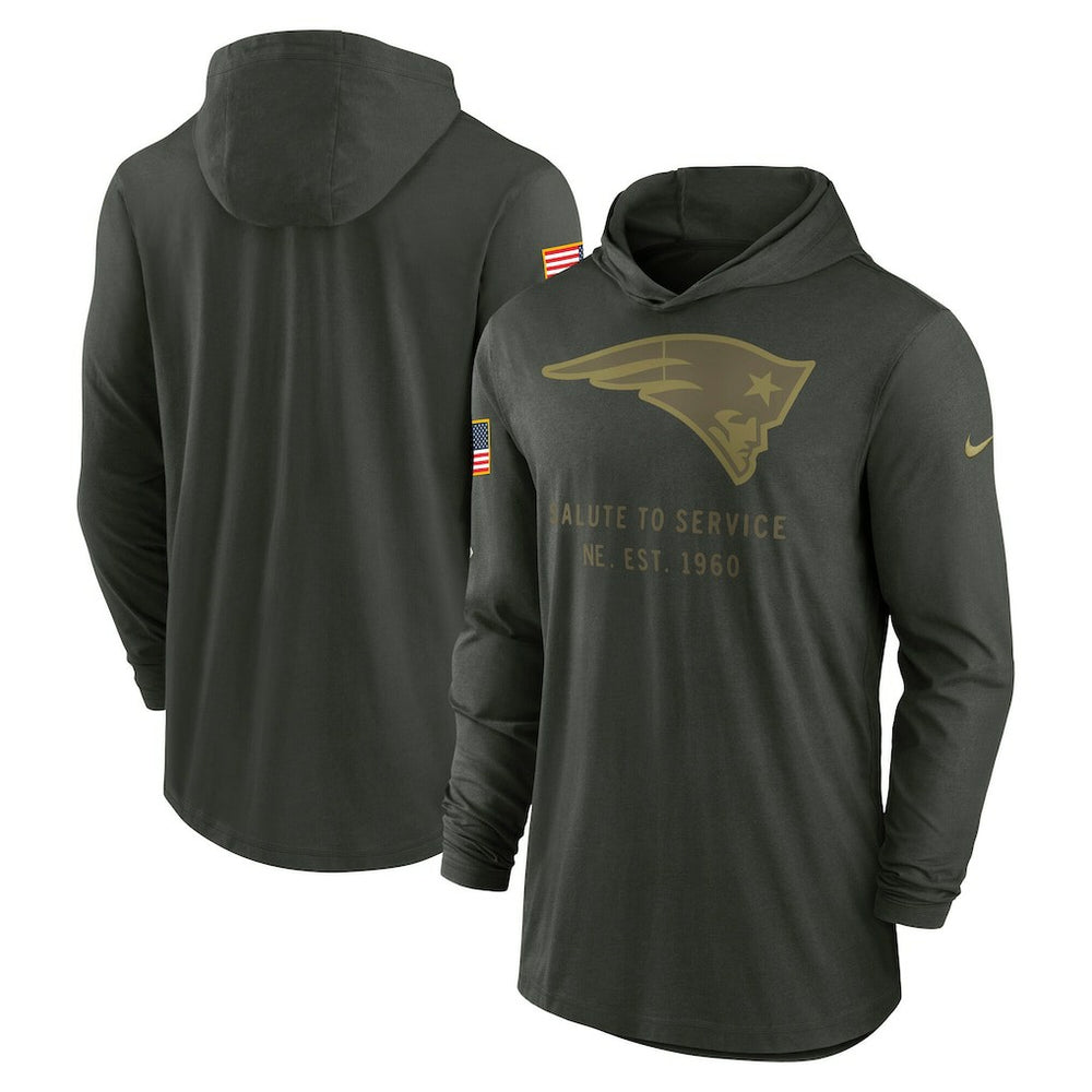 New England Patriots Nike 2025 Salute to Service Sideline Dri-FIT Lightweight Hooded Pullover