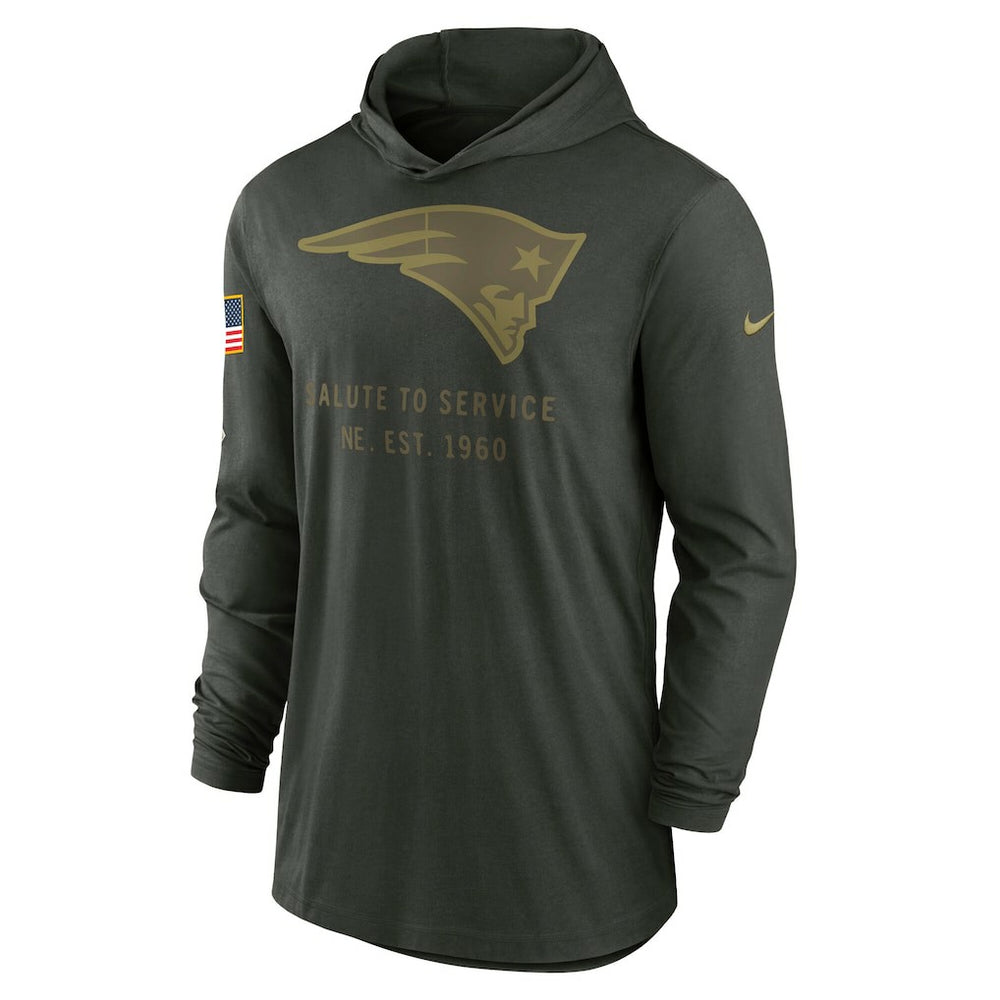New England Patriots Nike 2025 Salute to Service Sideline Dri-FIT Lightweight Hooded Pullover