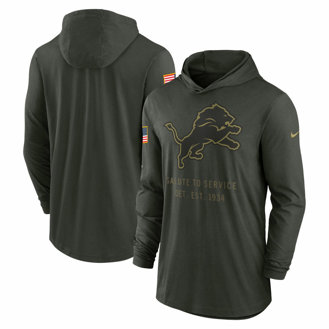 Detroit Lions Nike 2025 Salute to Service Sideline Dri-FIT Lightweight Hooded Pullover