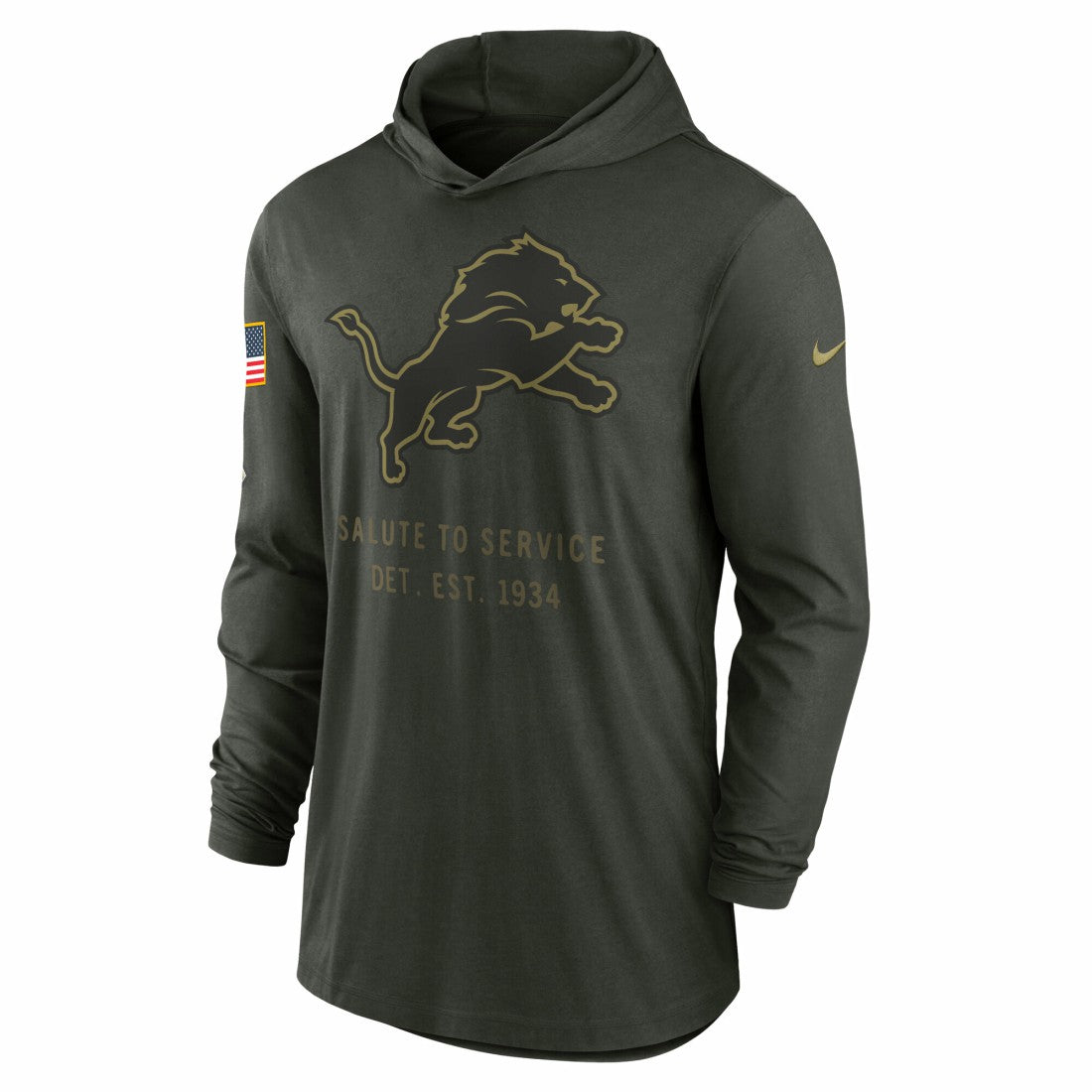 Detroit Lions Nike 2025 Salute to Service Sideline Dri-FIT Lightweight Hooded Pullover