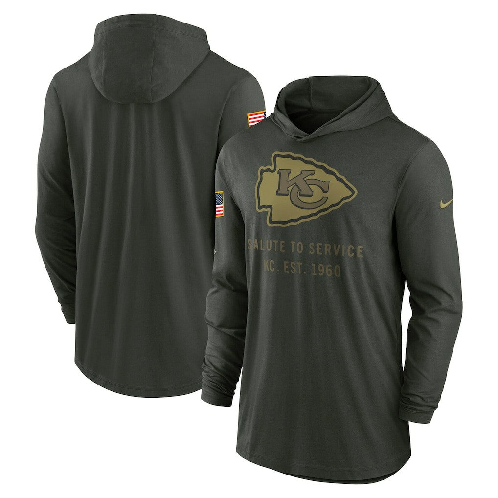 Kansas City Chiefs Nike 2025 Salute to Service Sideline Dri-FIT Lightweight Hooded Pullover