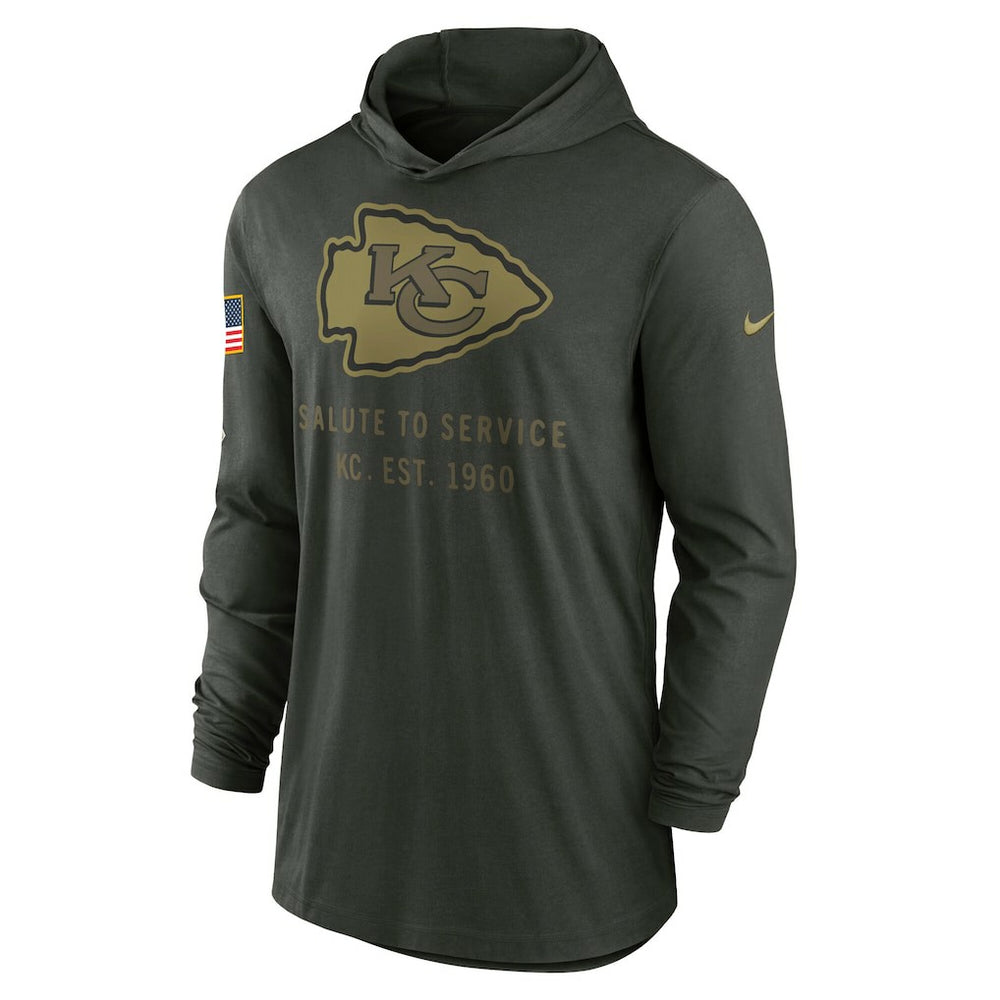 Kansas City Chiefs Nike 2025 Salute to Service Sideline Dri-FIT Lightweight Hooded Pullover