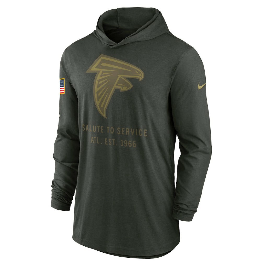 Atlanta Falcons Nike 2025 Salute to Service Sideline Dri-FIT Lightweight Hooded Pullover
