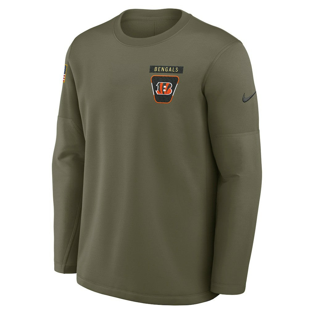 Cincinnati Bengals Nike 2025 Salute to Service Sideline Coaches Therma-FIT Long Sleeve Shirt