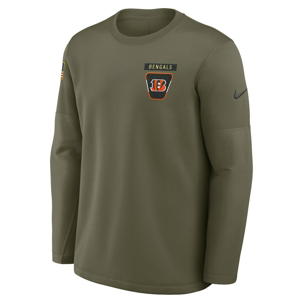 Cincinnati Bengals Nike 2025 Salute to Service Sideline Coaches Therma-FIT Long Sleeve Shirt