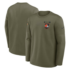 Cleveland Browns Nike 2025 Salute to Service Sideline Coaches Therma-FIT Long Sleeve Shirt