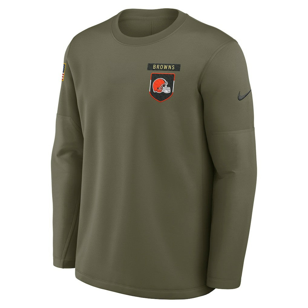 Cleveland Browns Nike 2025 Salute to Service Sideline Coaches Therma-FIT Long Sleeve Shirt