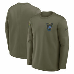 Detroit Lions Nike 2025 Salute to Service Sideline Coaches Therma-FIT Long Sleeve Shirt
