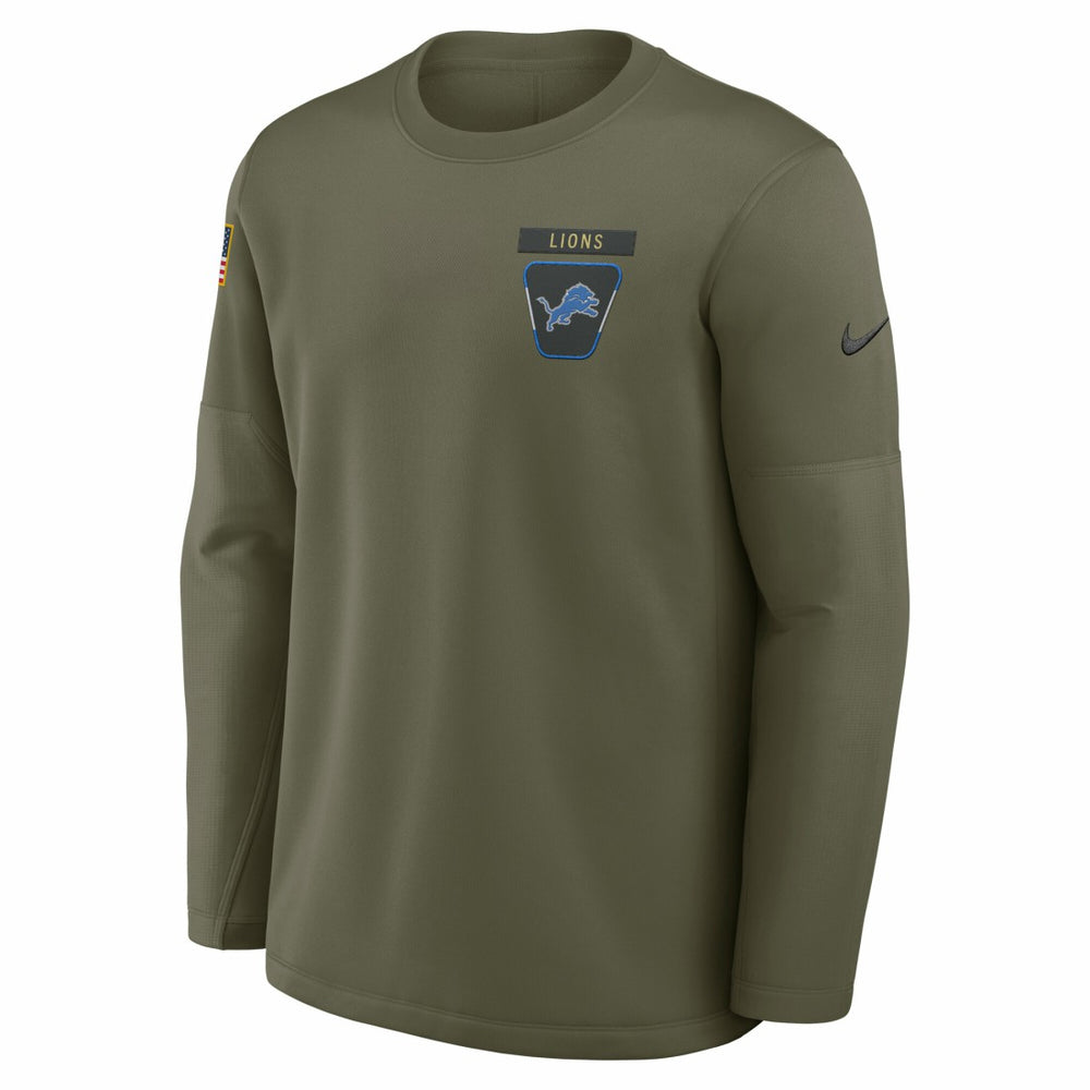 Detroit Lions Nike 2025 Salute to Service Sideline Coaches Therma-FIT Long Sleeve Shirt