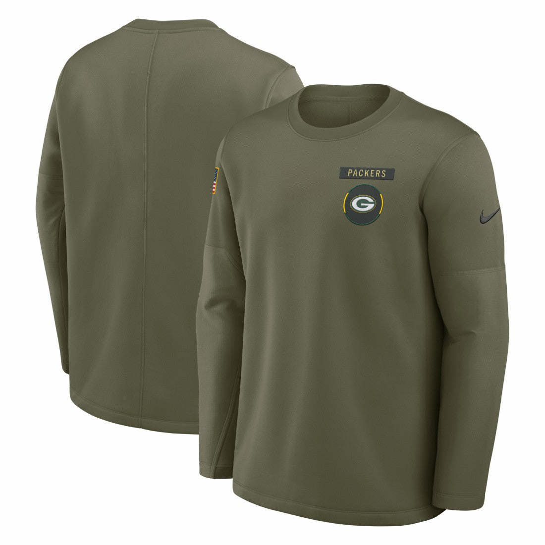 Green Bay Packers Nike 2025 Salute to Service Sideline Coaches Therma-FIT Long Sleeve Shirt