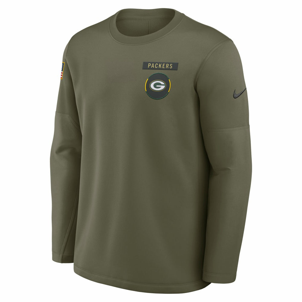 Green Bay Packers Nike 2025 Salute to Service Sideline Coaches Therma-FIT Long Sleeve Shirt
