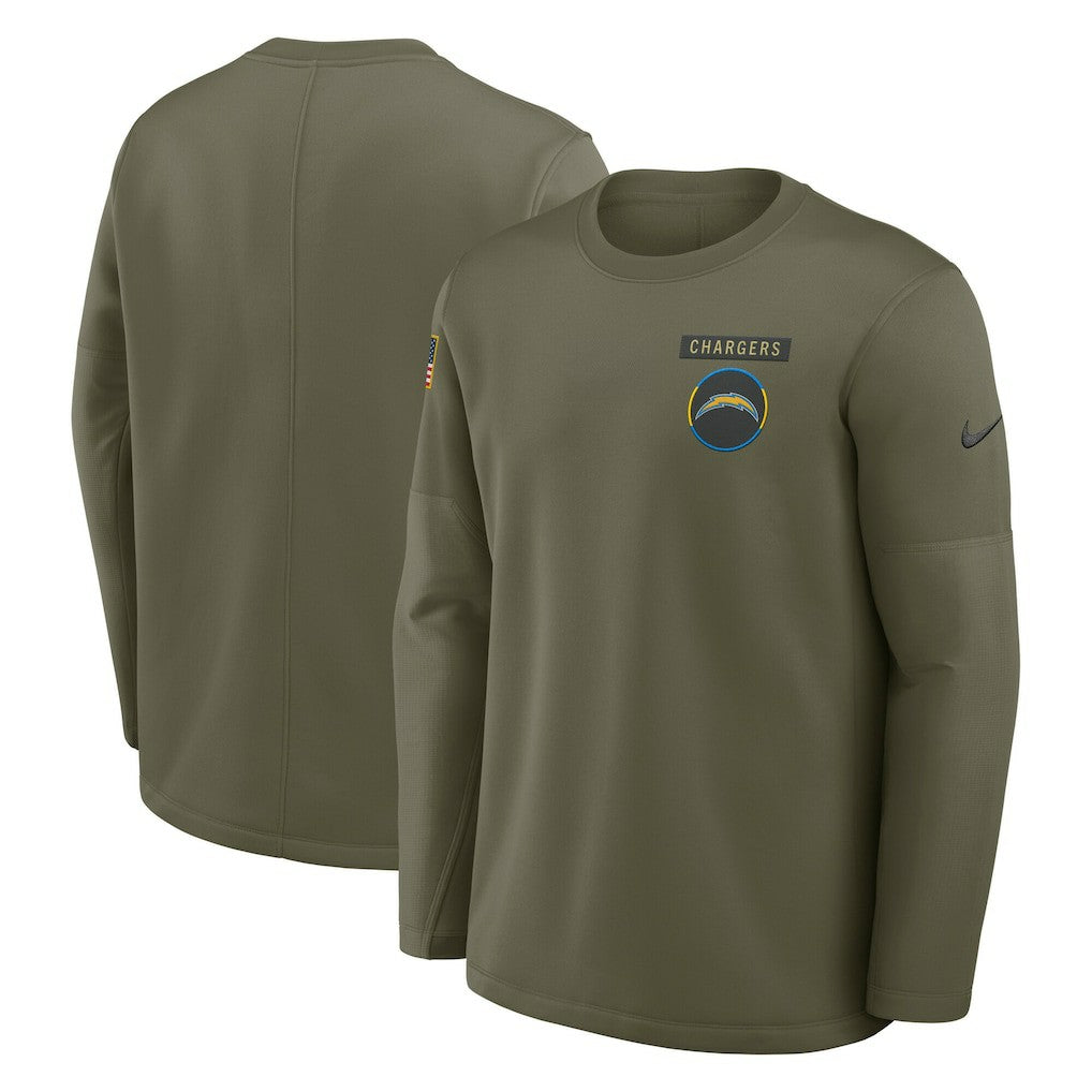 Los Angeles Chargers Nike 2025 Salute to Service Sideline Coaches Therma-FIT Long Sleeve Shirt