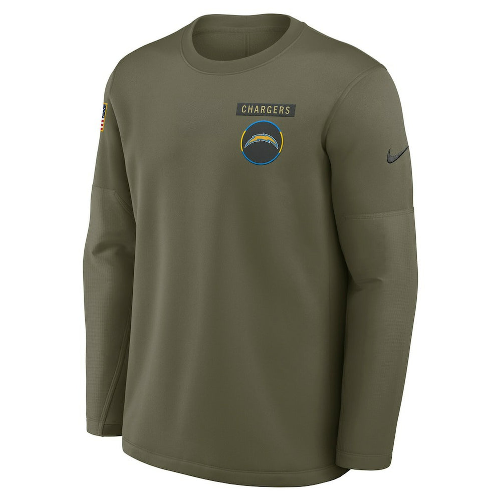Los Angeles Chargers Nike 2025 Salute to Service Sideline Coaches Therma-FIT Long Sleeve Shirt