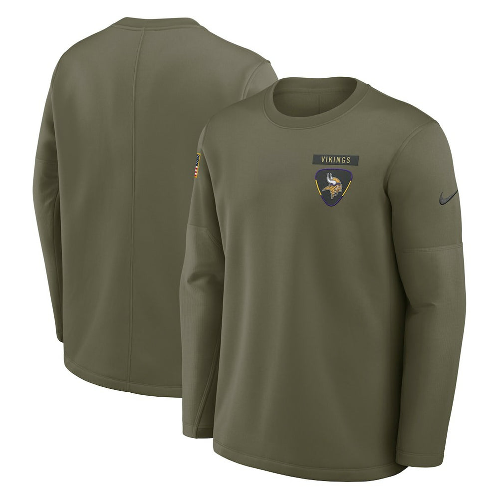 Minnesota Vikings Nike 2025 Salute to Service Sideline Coaches Therma-FIT Long Sleeve Shirt