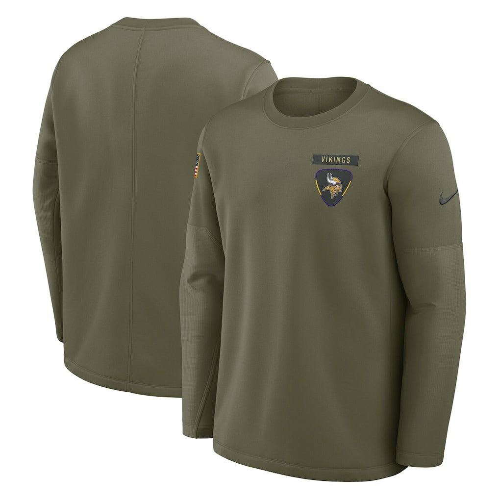 Minnesota Vikings Nike 2025 Salute to Service Sideline Coaches Therma-FIT Long Sleeve Shirt