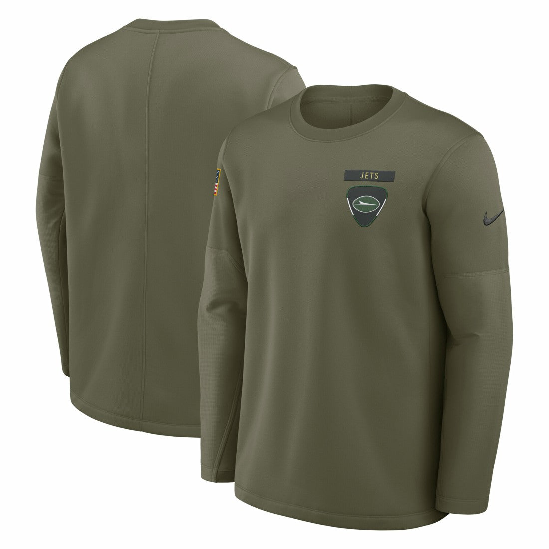New York Jets Nike 2025 Salute to Service Sideline Coaches Therma-FIT Long Sleeve Shirt