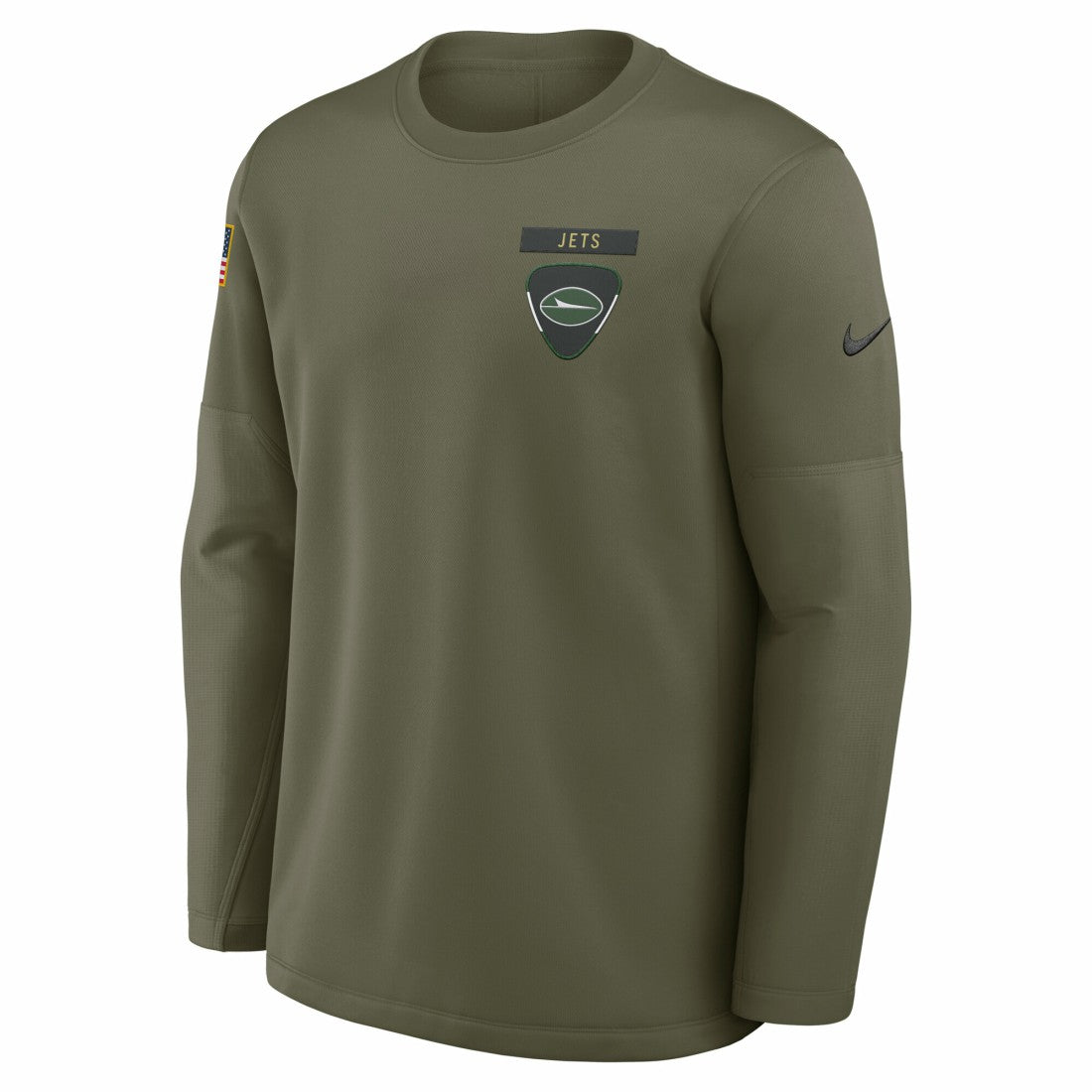 New York Jets Nike 2025 Salute to Service Sideline Coaches Therma-FIT Long Sleeve Shirt