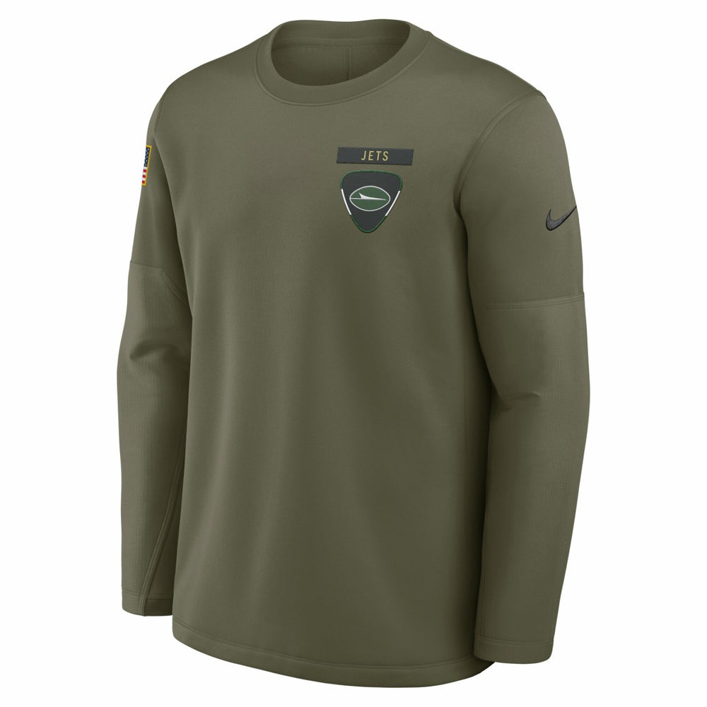 New York Jets Nike 2025 Salute to Service Sideline Coaches Therma-FIT Long Sleeve Shirt