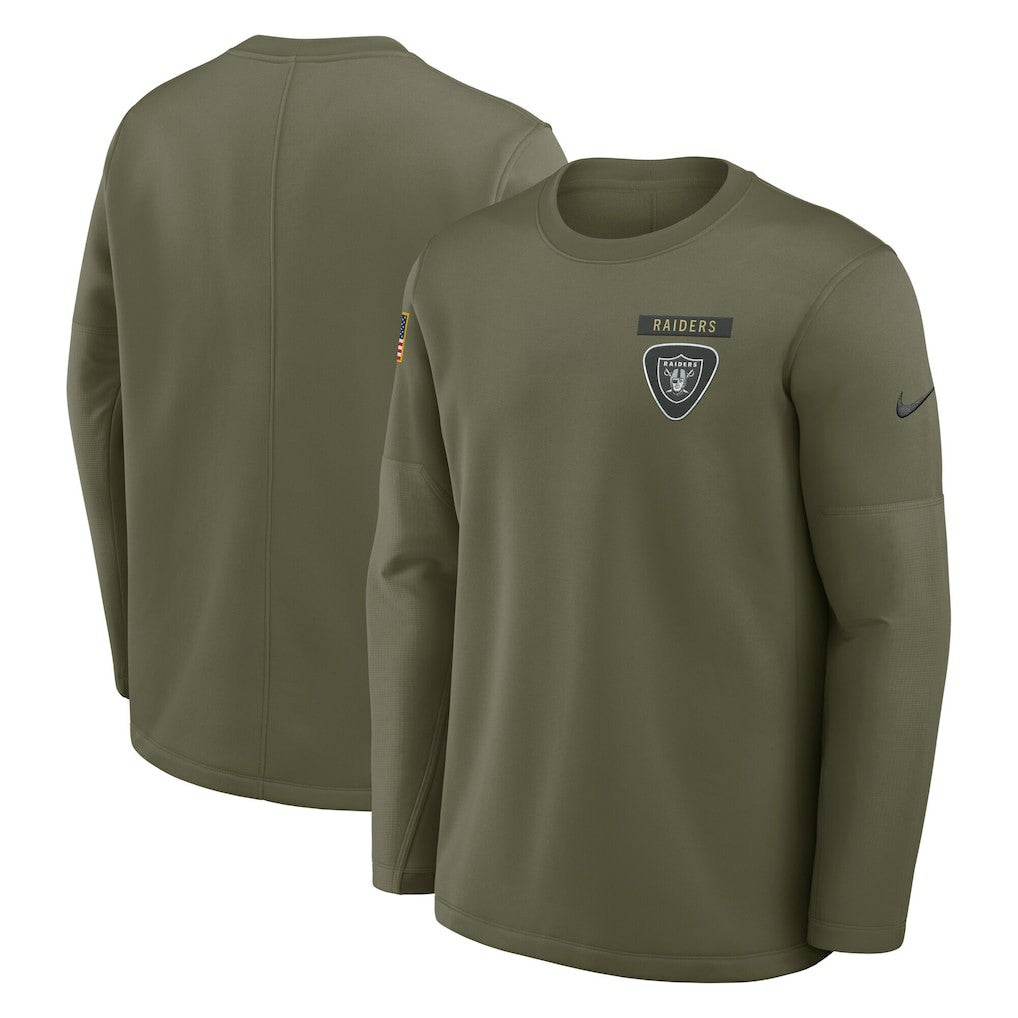 Las Vegas Raiders Nike 2025 Salute to Service Sideline Coaches Therma-FIT Long Sleeve Shirt