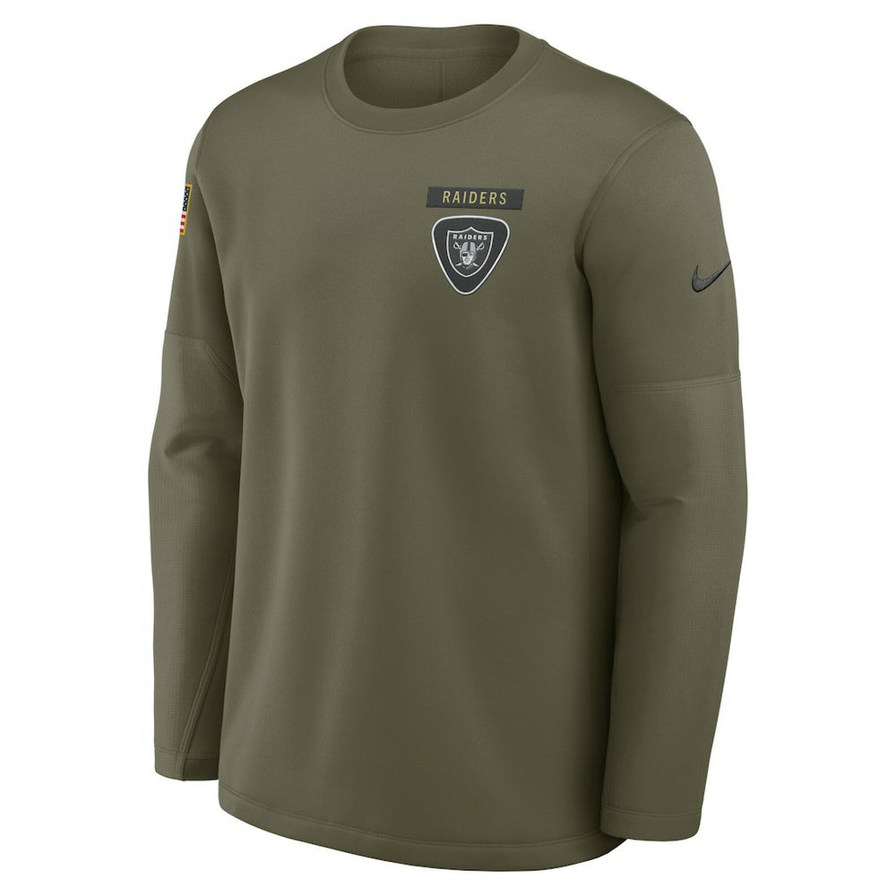 Las Vegas Raiders Nike 2025 Salute to Service Sideline Coaches Therma-FIT Long Sleeve Shirt
