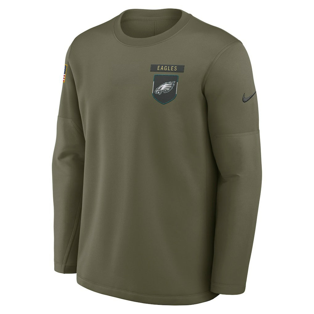 Philadelphia Eagles Nike 2025 Salute to Service Sideline Coaches Therma-FIT Long Sleeve Shirt