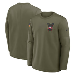 San Francisco 49ers Nike 2025 Salute to Service Sideline Coaches Therma-FIT Long Sleeve Shirt