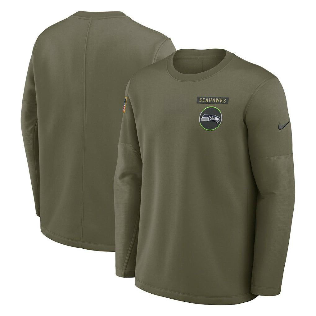 Seattle Seahawks Nike 2025 Salute to Service Sideline Coaches Therma-FIT Long Sleeve Shirt