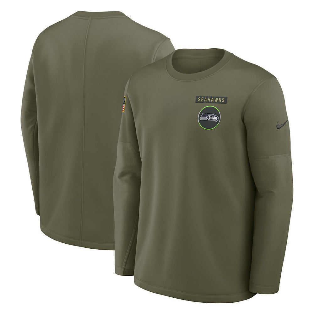 Seattle Seahawks Nike 2025 Salute to Service Sideline Coaches Therma-FIT Long Sleeve Shirt