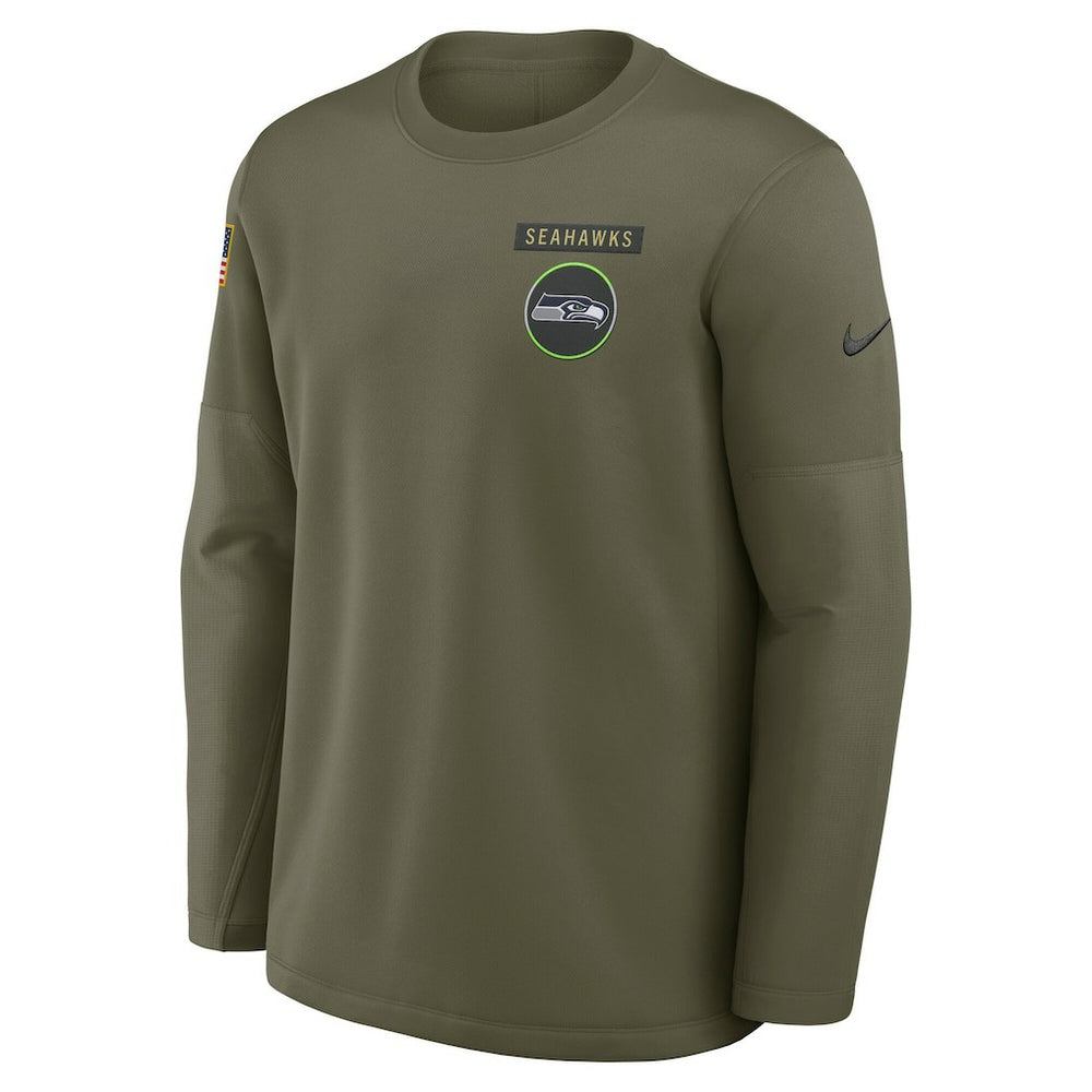 Seattle Seahawks Nike 2025 Salute to Service Sideline Coaches Therma-FIT Long Sleeve Shirt