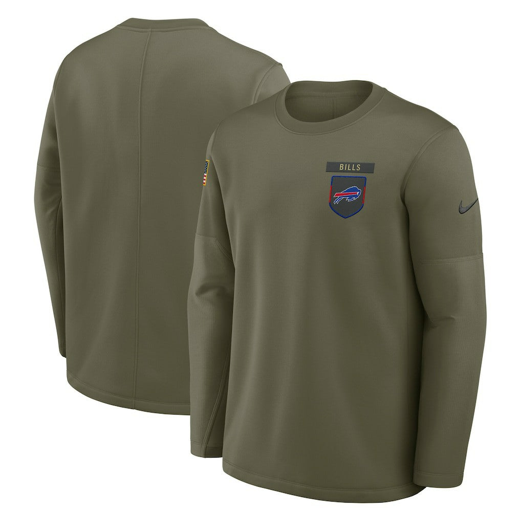 Buffalo Bills Nike 2025 Salute to Service Sideline Coaches Therma-FIT Long Sleeve Shirt