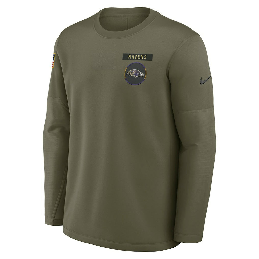 Baltimore Ravens Nike 2025 Salute to Service Sideline Coaches Therma-FIT Long Sleeve Shirt
