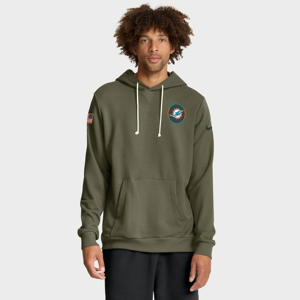 Miami Dolphins Nike Big & Tall 2025 Salute to Service Sideline Dominant Force Dri-FIT Hoodie