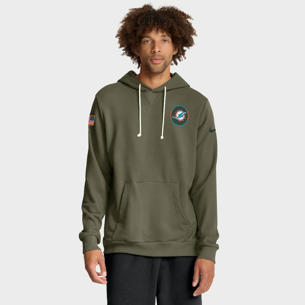 Miami Dolphins Nike Big & Tall 2025 Salute to Service Sideline Dominant Force Dri-FIT Hoodie