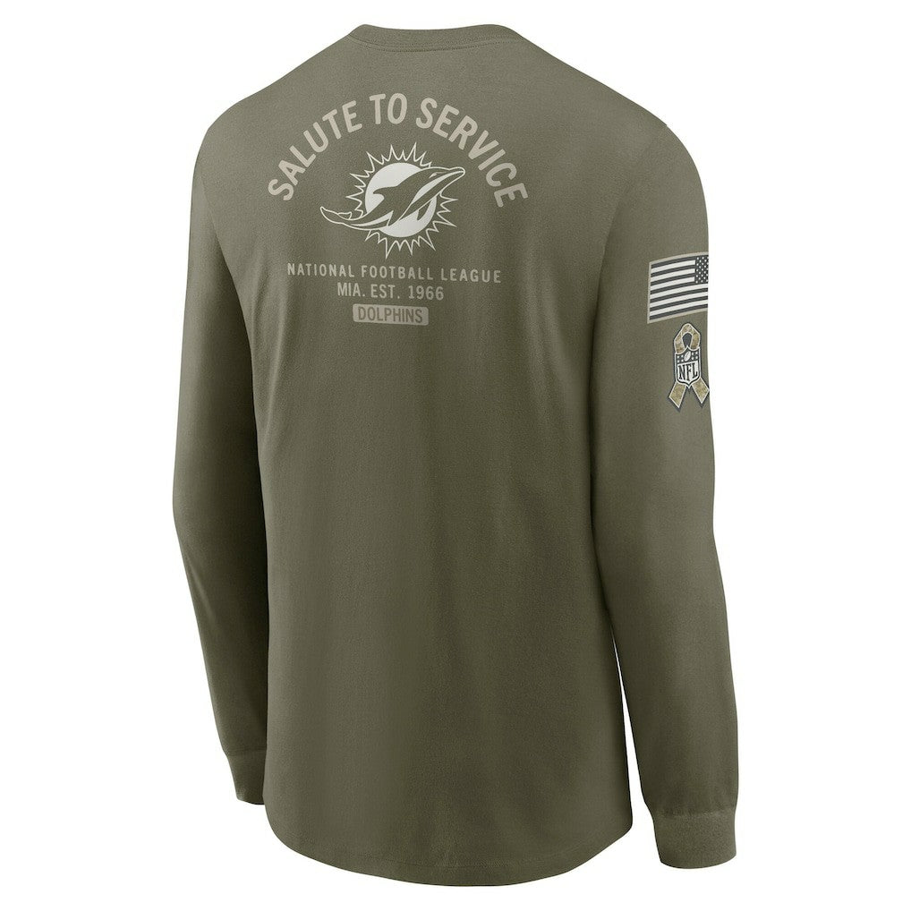 Miami Dolphins Nike 2025 Salute to Service Sideline Long Sleeve T-Shirt