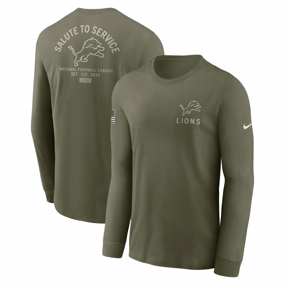 Detroit Lions Nike 2025 Salute to Service Sideline Long Sleeve T-Shirt