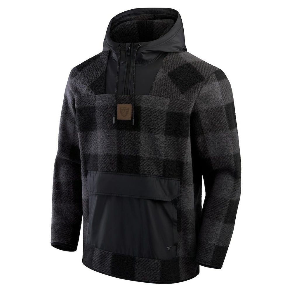 Las Vegas Raiders Fanatics Elements Plaid Polar Fleece Quarter-Zip Hoodie