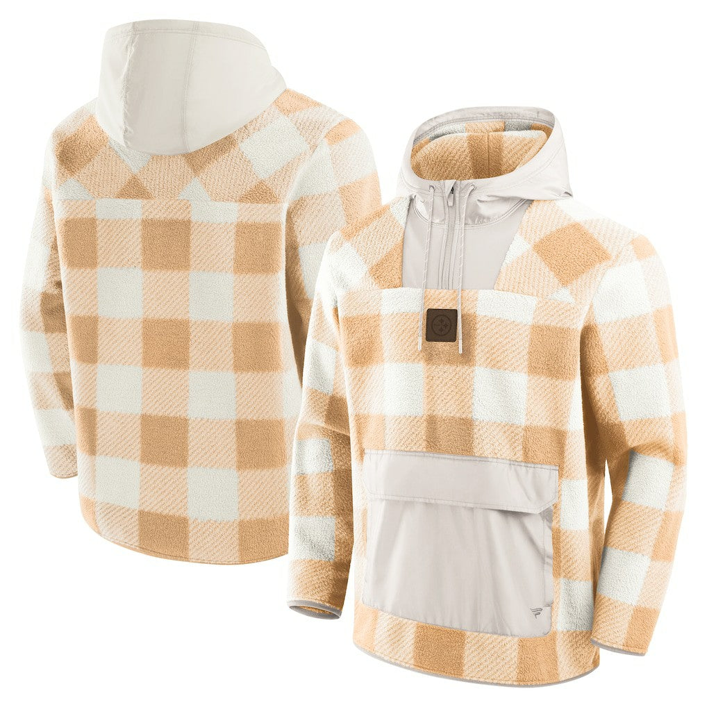Pittsburgh Steelers Fanatics Elements Plaid Polar Fleece Quarter-Zip Hoodie