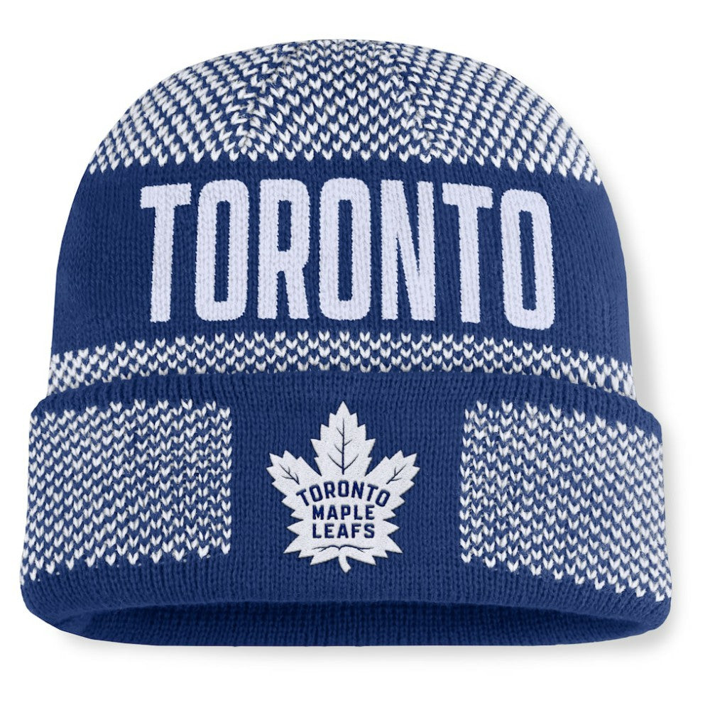 Toronto Maple Leafs Fanatics Fundamentals Shelter Cuffed Knit Hat Outlet