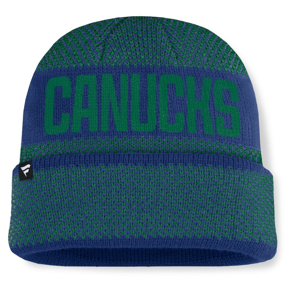 Vancouver Canucks Fanatics Fundamentals Shelter Cuffed Knit Hat Sale